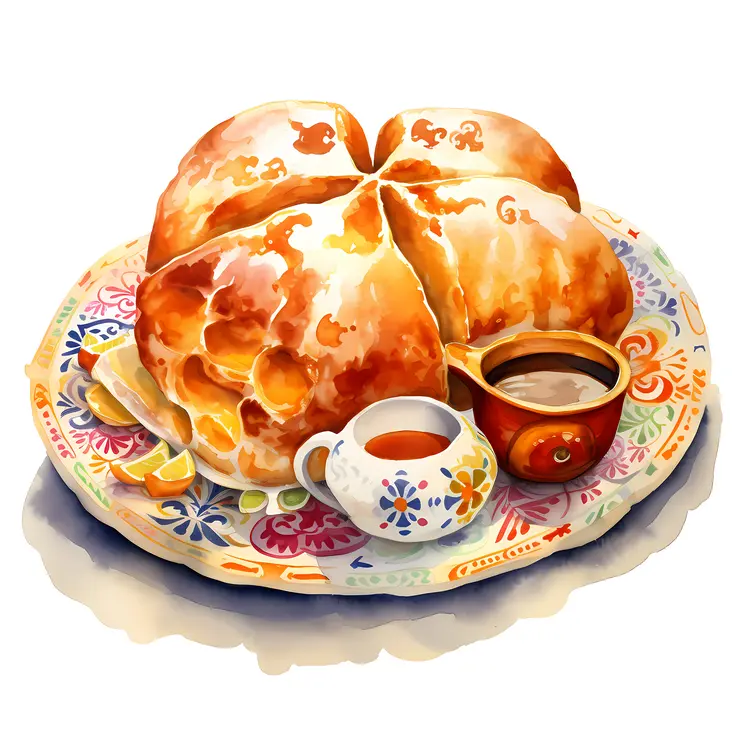 Sweet Bread with Icing and Sauces