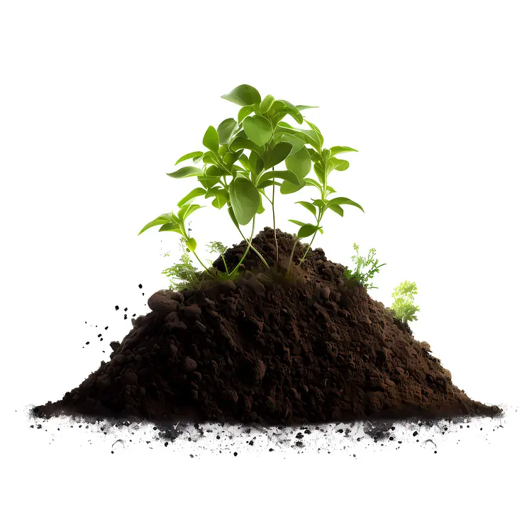 Plants Growing in Soil Illustration