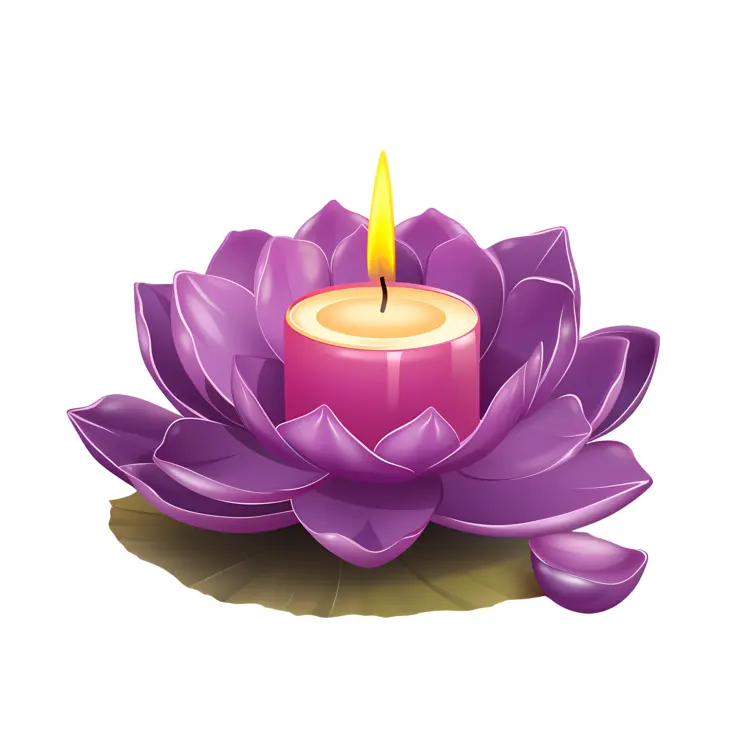 Purple Lotus Candle with Flame