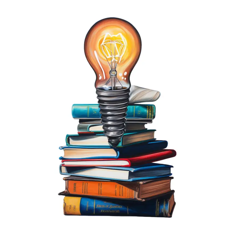 Light Bulb on Stack of Books for Education Concept