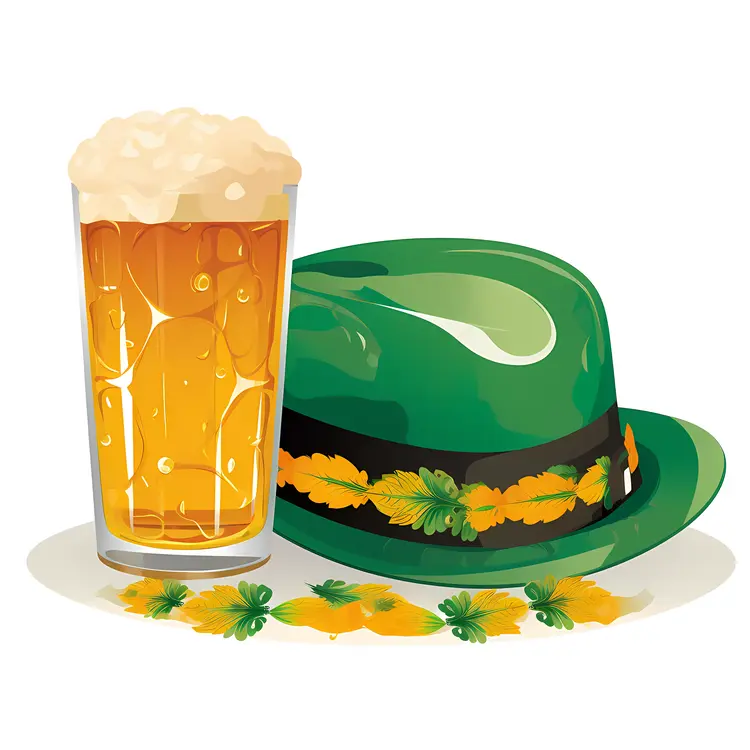 Beer and Green Hat for Oktoberfest Celebration