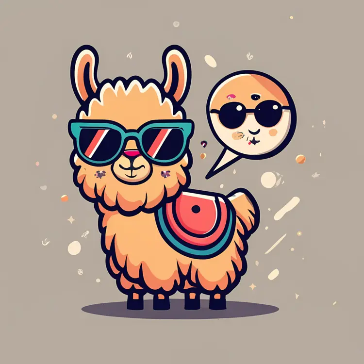 Cool Llama with Sunglasses and Speech Bubble
