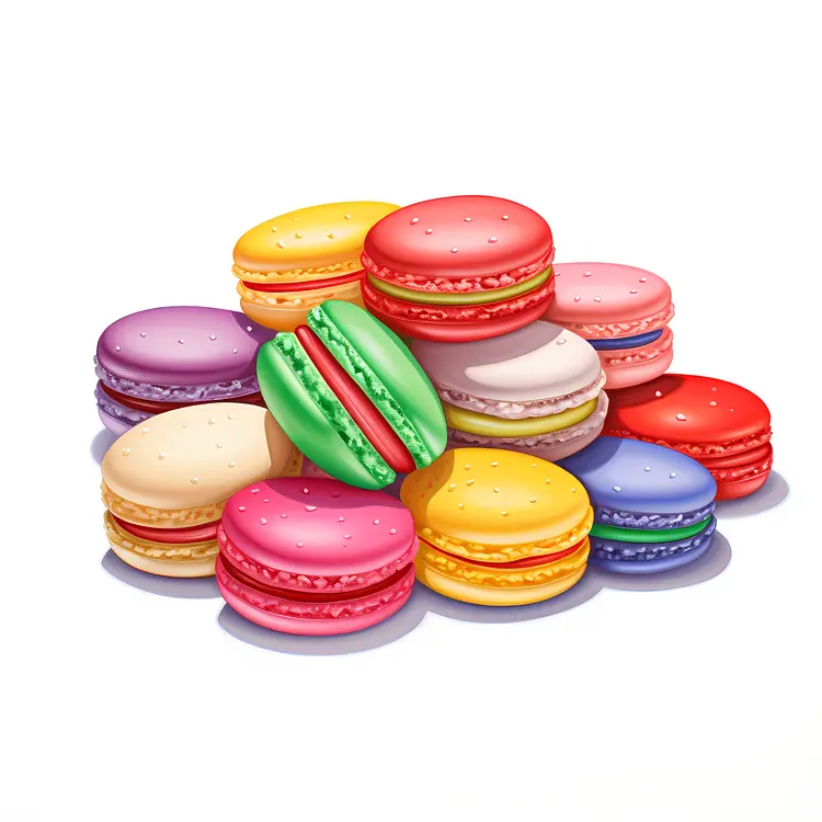 Colorful Macarons in a Pile