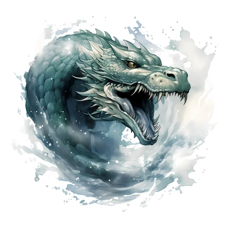 Majestic Dragon in Watercolor Art