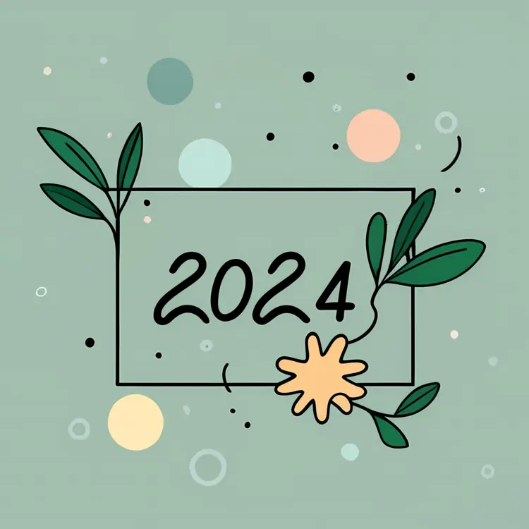 Minimalist 2024 Design with Leaves
