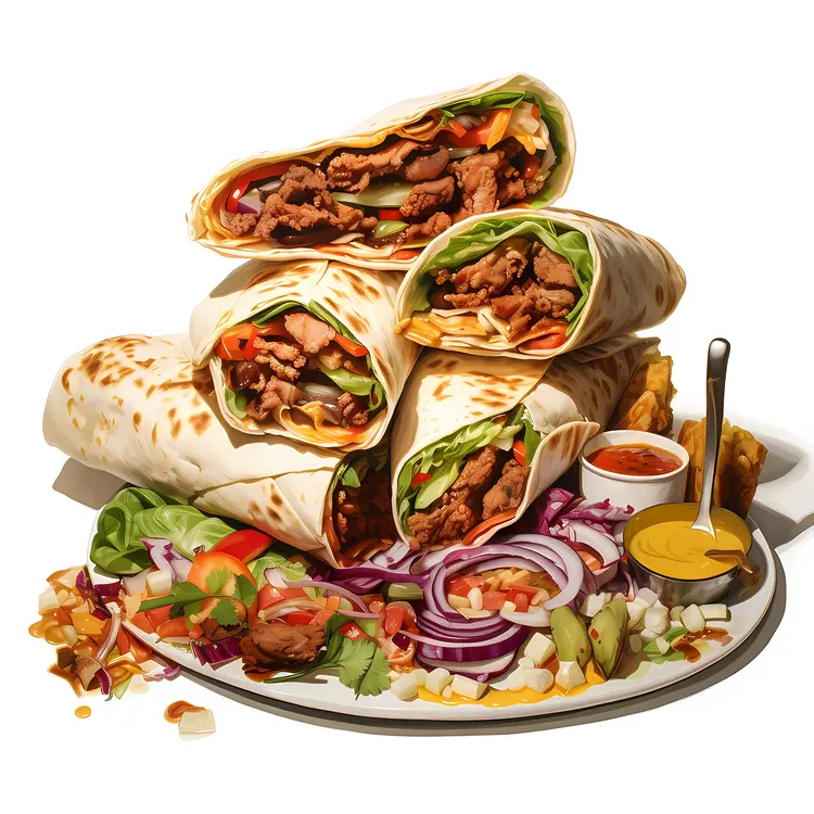 Stack of Burritos with Sides