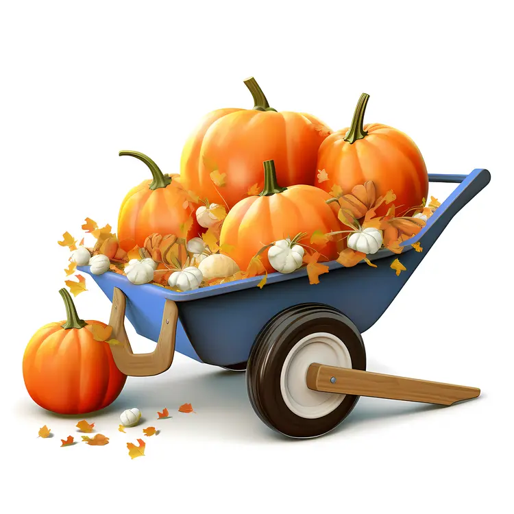 Pumpkins in a Wheelbarrow for Fall Harvest