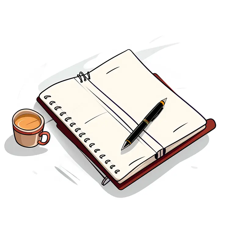 Notebook with Pen and Coffee