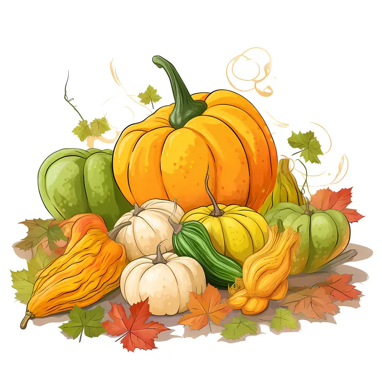 Colorful Pumpkins and Gourds for Thanksgiving