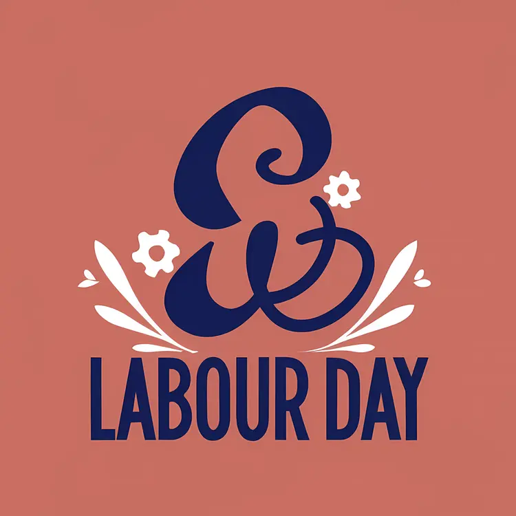 Floral Decorative Labour Day Text
