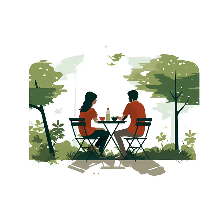 Forest Cafe with Green Trees