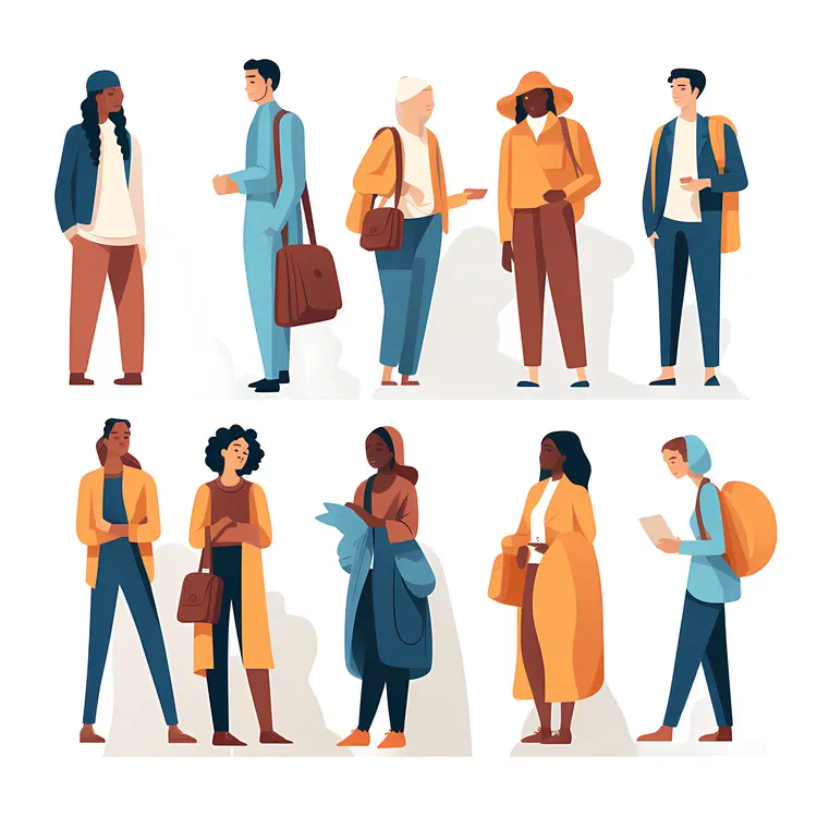 Diverse Group of People Standing and Talking