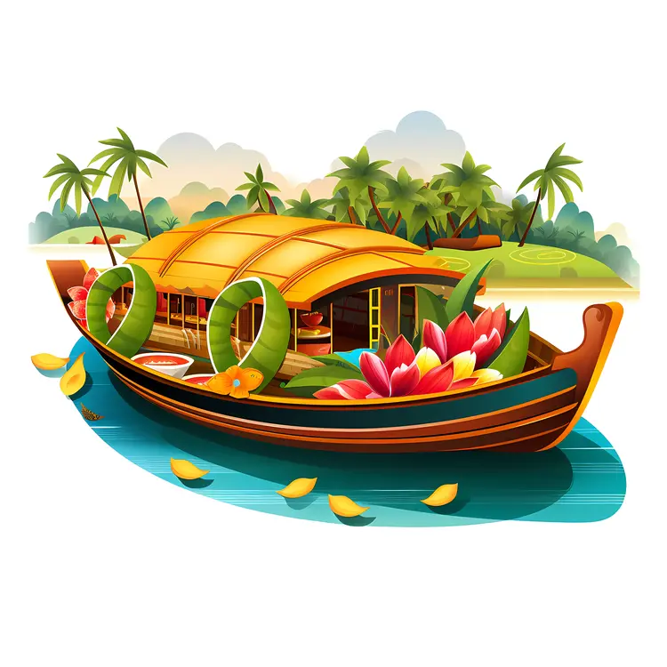 Decorative Boat with Palm Trees
