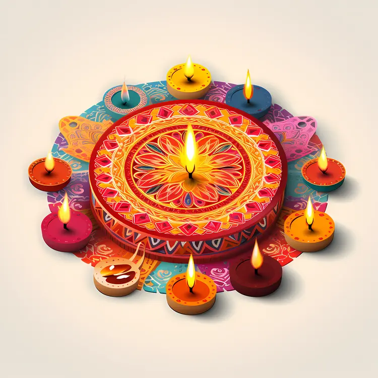 Rangoli with candles for Diwali