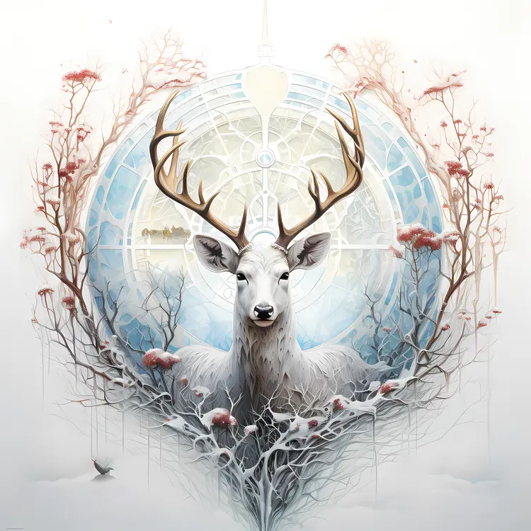 Majestic White Deer in Winter
