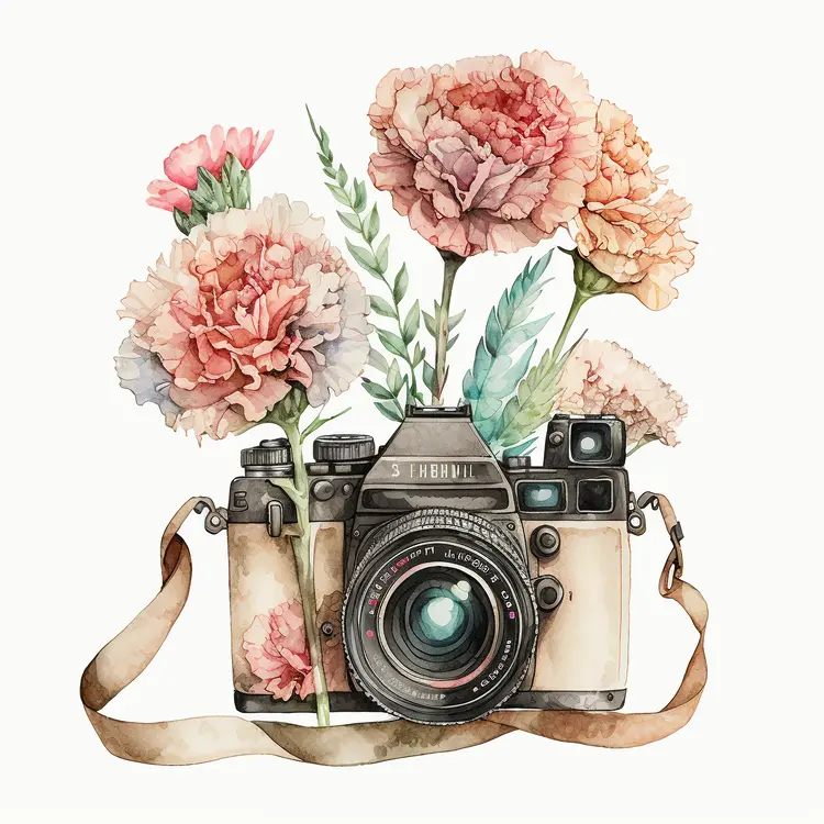Vintage Camera with Floral Arrangement