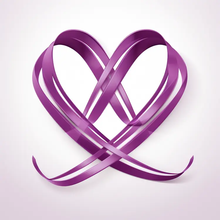 Purple Ribbon Heart Shape for Awareness and Celebration