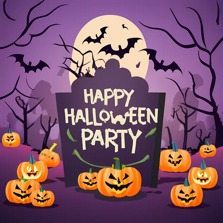 Happy Halloween Party with Pumpkins