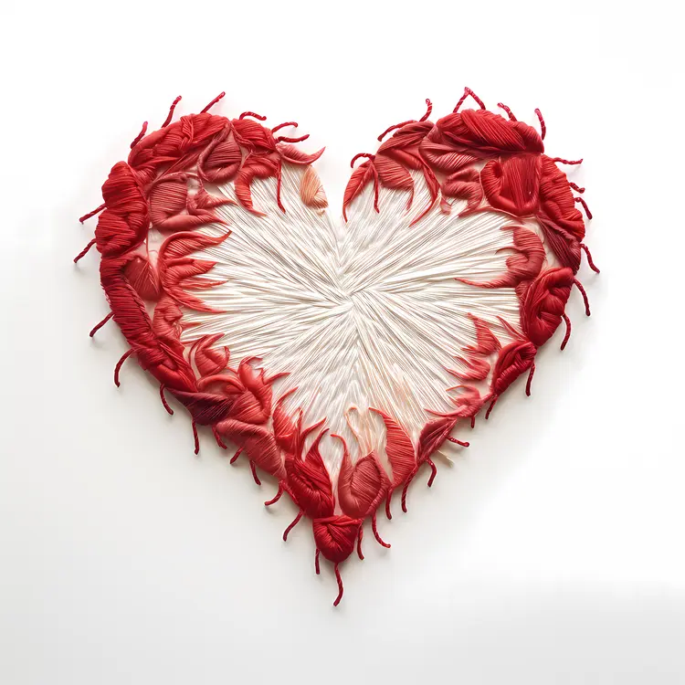 Frayed Red Heart Made of Petals
