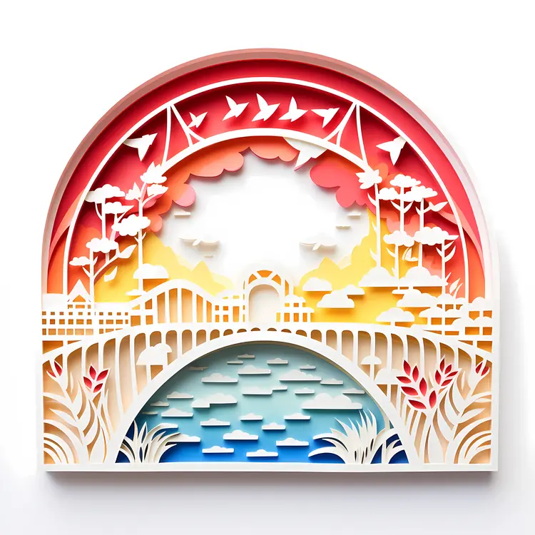 Rainbow Bridge with Birds and Nature