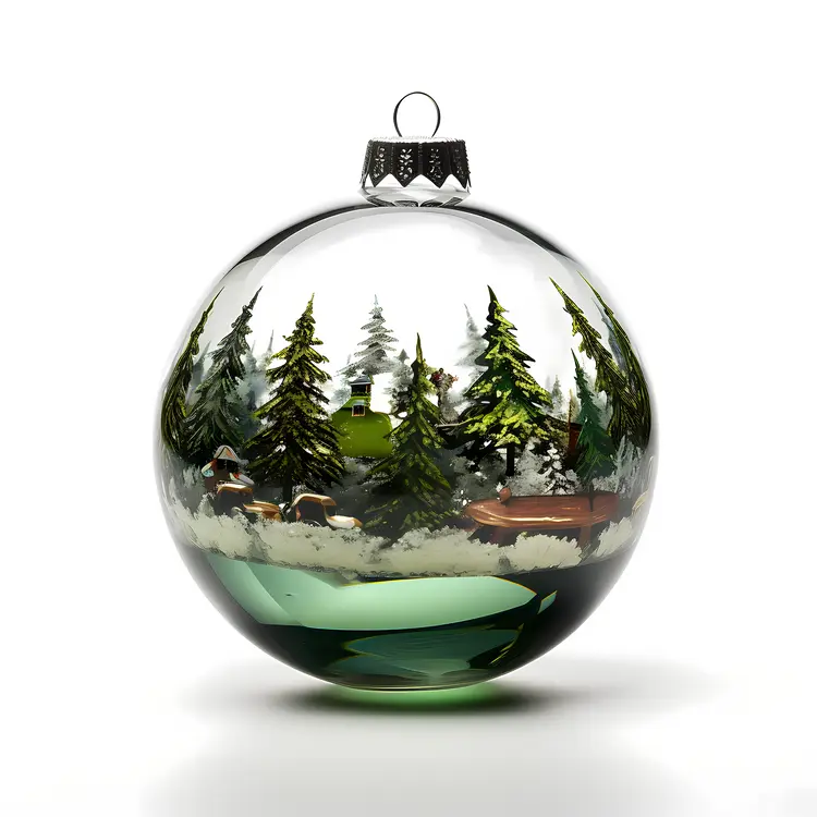 Glass Ornament with Forest Scene