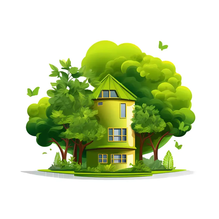 Eco-friendly House Surrounded by Trees