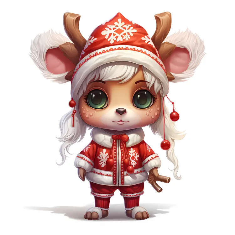 Cute Reindeer in Winter Outfit