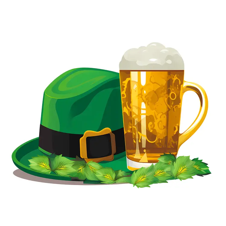 Festive Beer and Green Hat for St. Patrick's Day Celebration