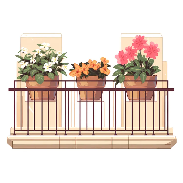 Potted Flowers on a Simple Balcony