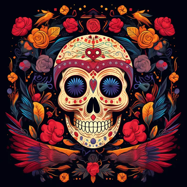 Colorful Sugar Skull for Day of the Dead Celebration