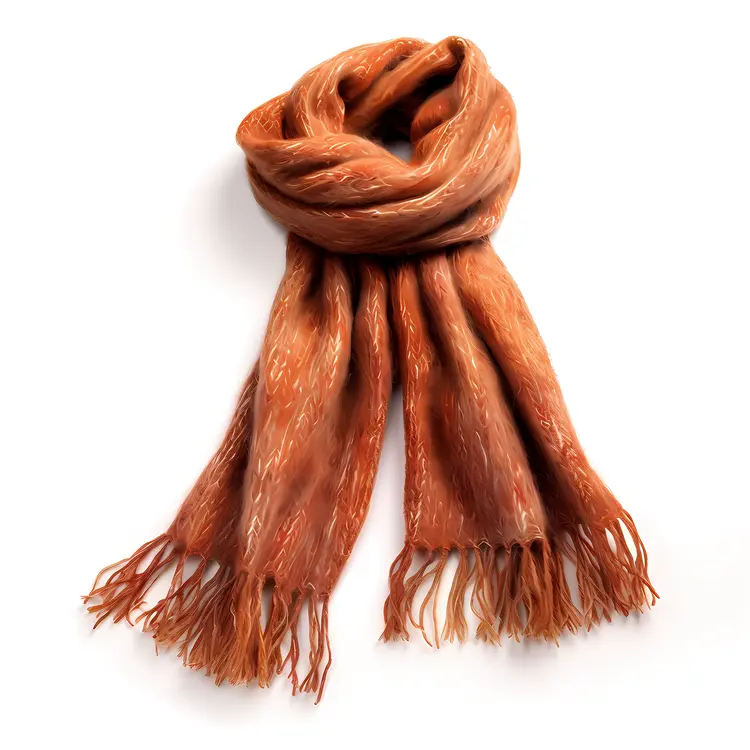 Orange Scarf with Fringes