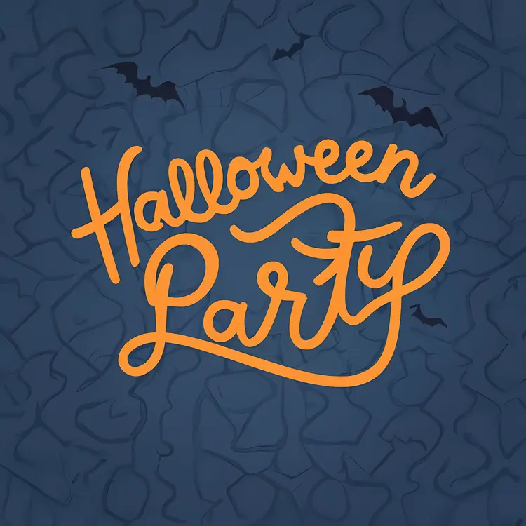 Halloween Party with Bats and Dark Background
