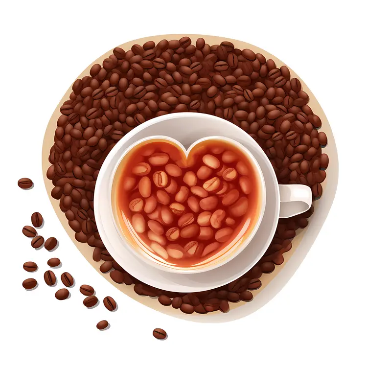 Heart-Shaped Coffee Cup with Beans