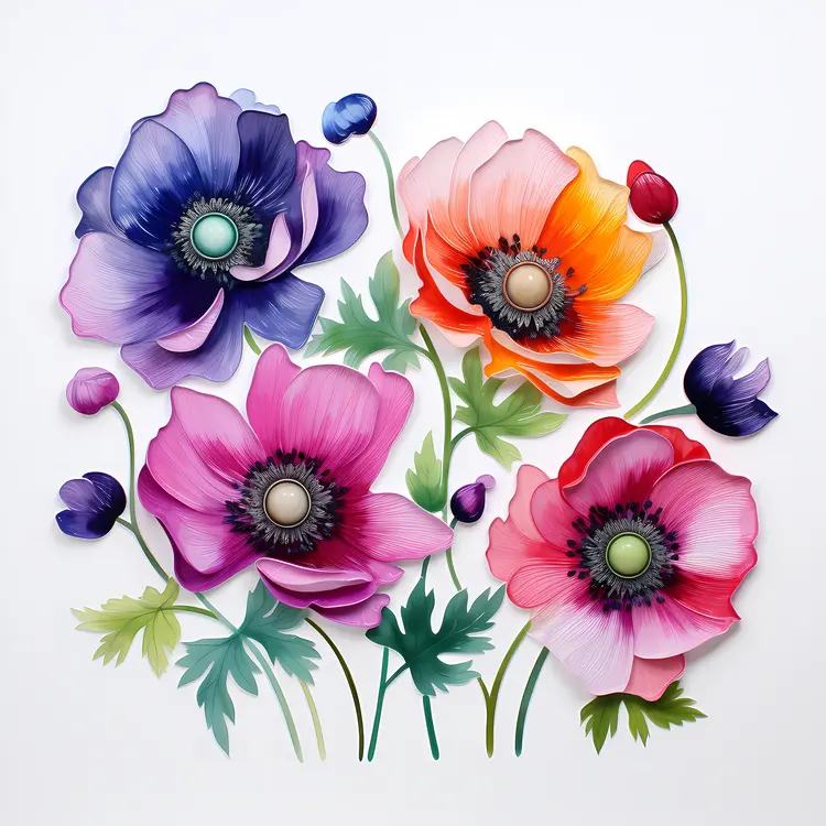 Colorful Anemone Flowers in Bloom