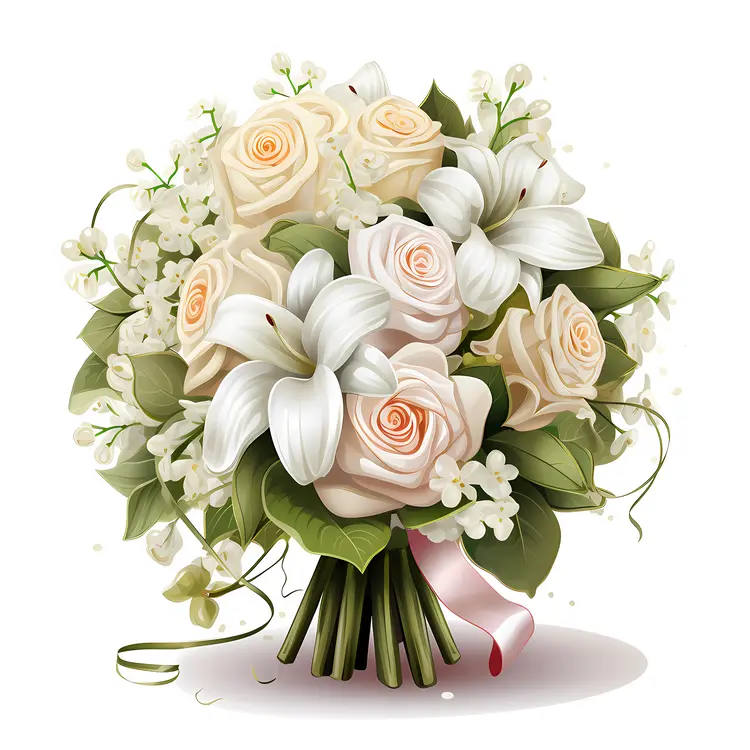 Beautiful Bouquet of Roses and Lilies