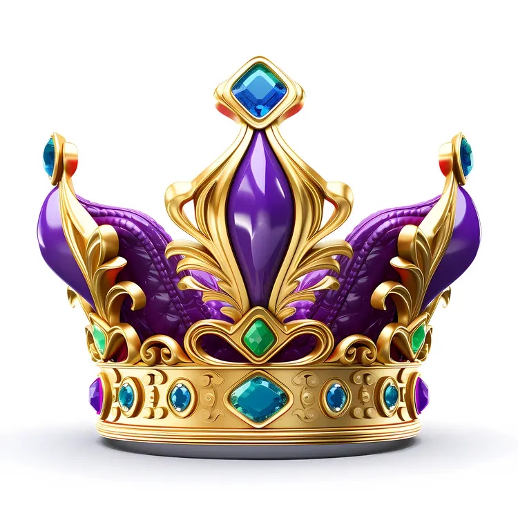 Purple and Gold Crown with Blue Gems