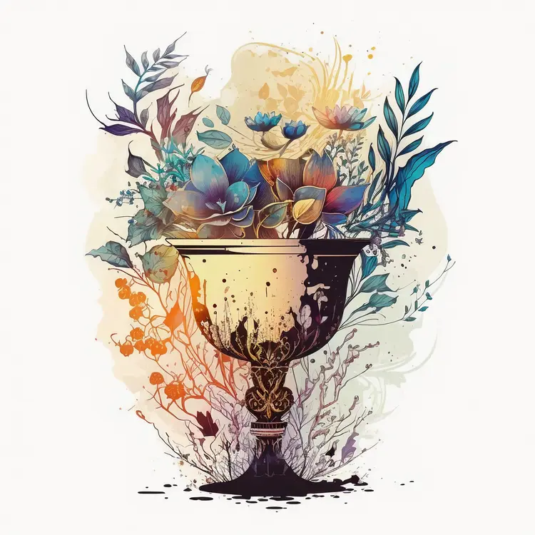Artistic Floral Trophy Illustration