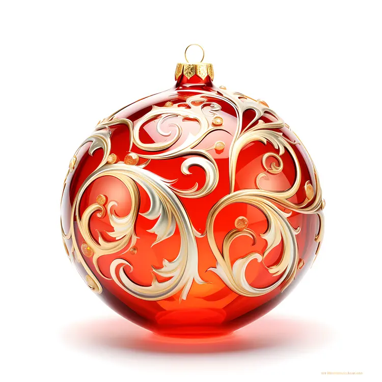 Red Ornament with Gold Swirls