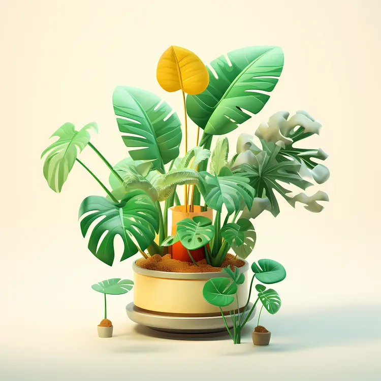 Colorful Plants in Various Pots