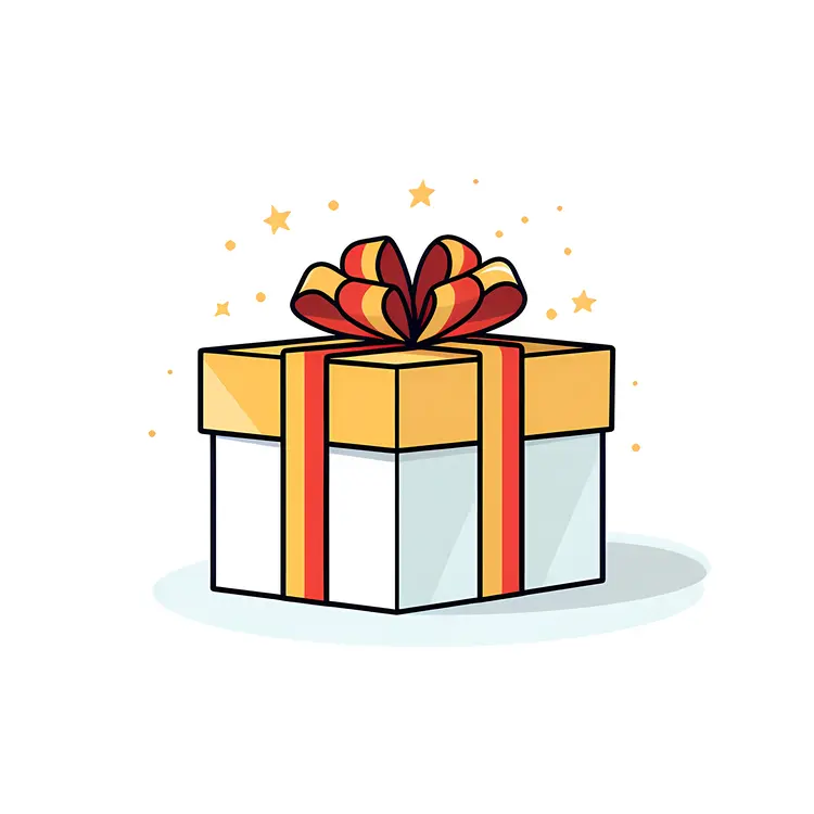 White Gift Box with Red and Yellow Ribbon