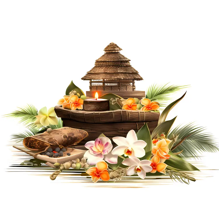 Candles and Orchids with Bamboo Decor
