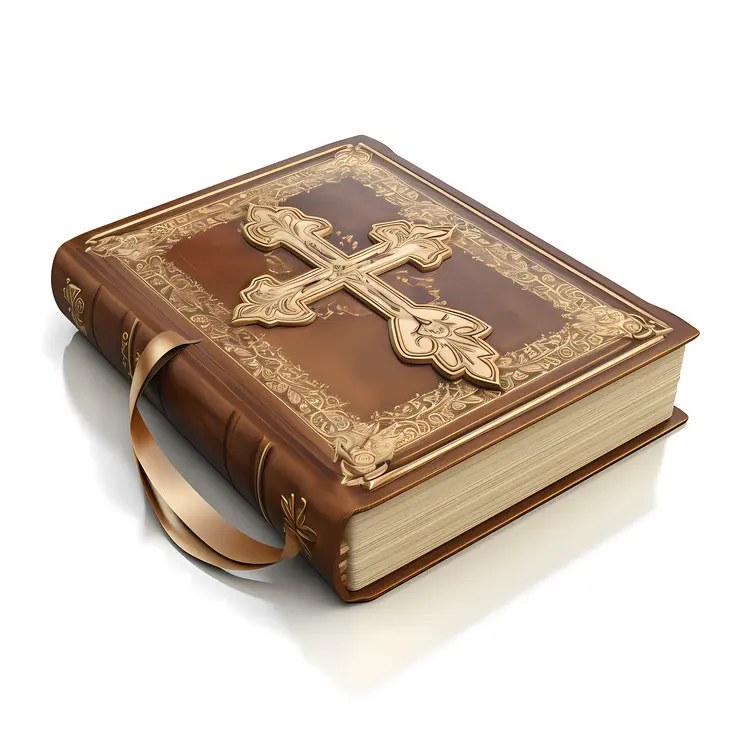 Closed Bible with Intricate Cross