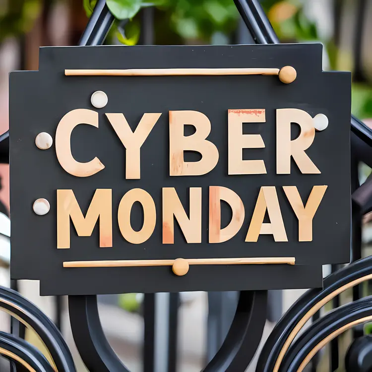 Cyber Monday Sign on Fence