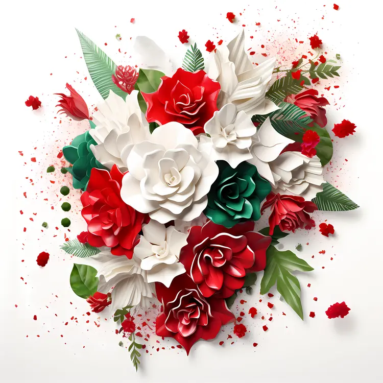 Colorful flowers with red and white
