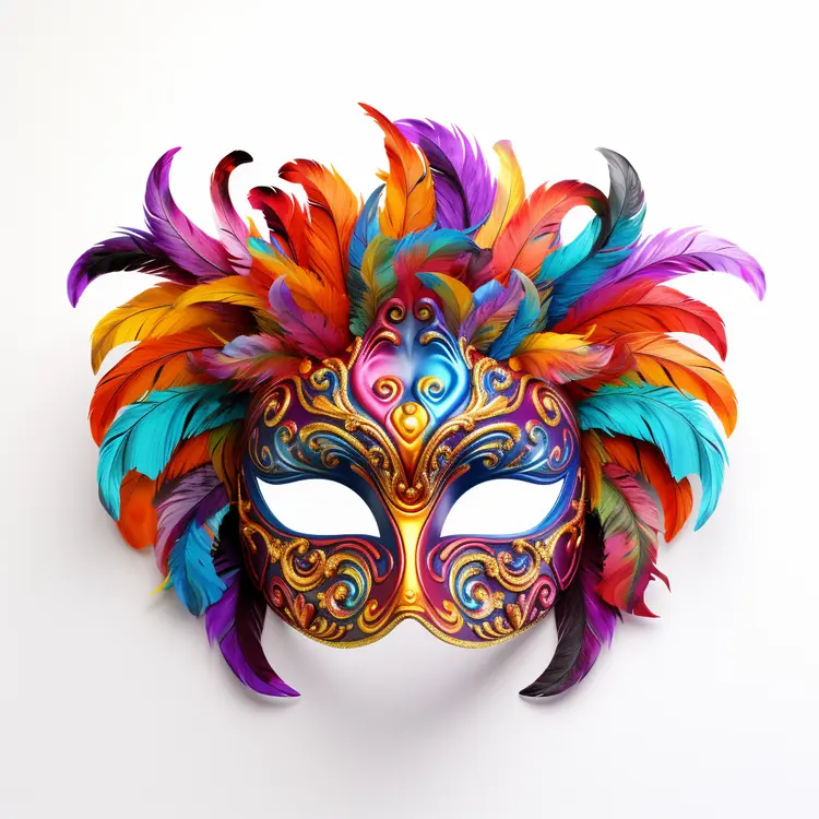 Multicolored Feather Mask for Carnival Fun