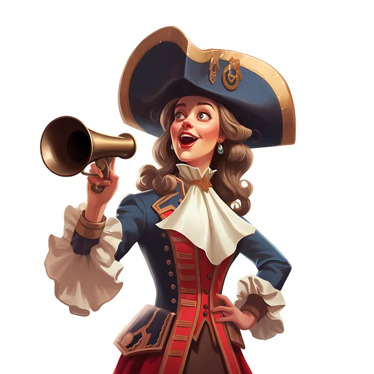 Pirate Woman with Megaphone Cartoon