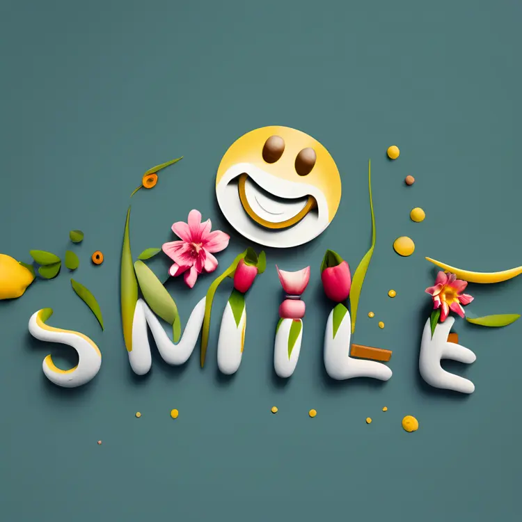Smile with Happy Face and Flowers