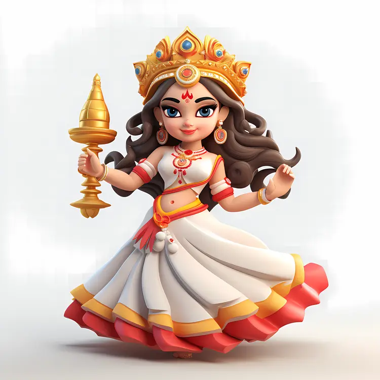 Adorable Goddess Figurine with Lamp