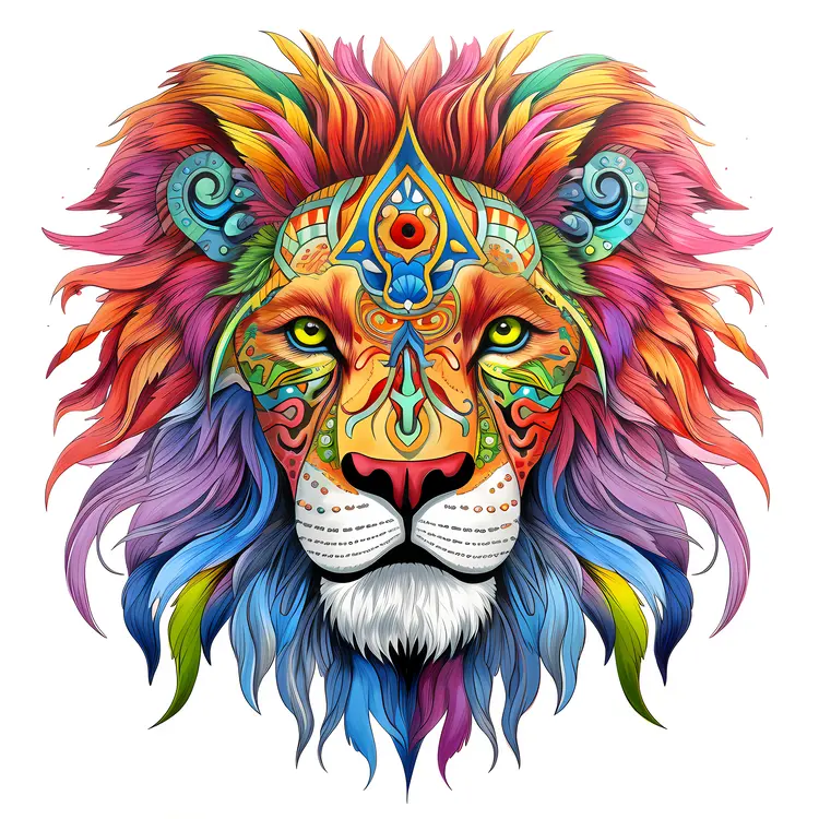 Vivid Lion Art with Detailed Patterns