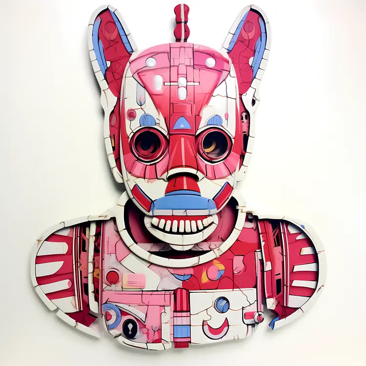 Futuristic Red and White Robot Dog